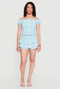 Smocked Drop Waist Ruffle Tiered Shorts