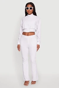 Womens Trendy Lined Mock Neck Zip Front Crop Top, White,