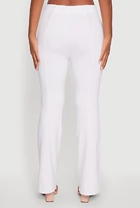 Womens Pull On Pintuck Flared Pants, White, Size L
