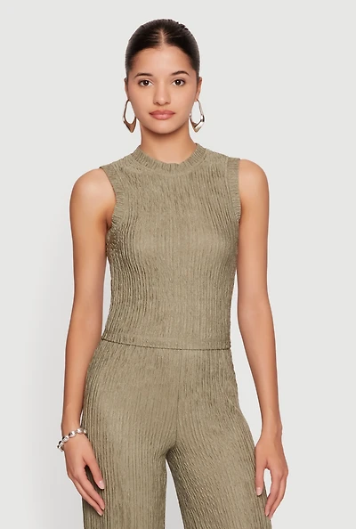 Textured Knit High Neck Blouse