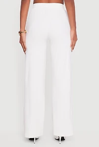 Pintuck Drawstring Waist Straight Leg Pants