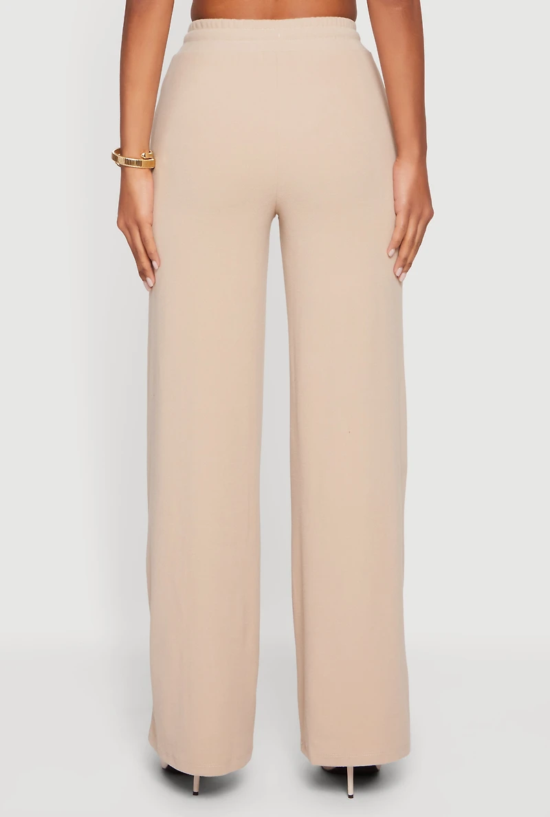 Pintuck Drawstring Waist Straight Leg Pants