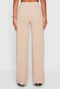 Pintuck Drawstring Waist Straight Leg Pants