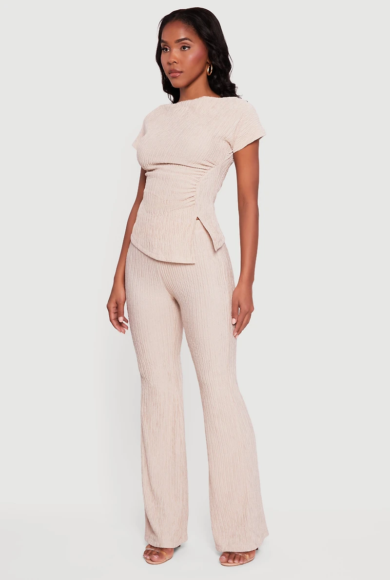 Textured Knit Pull On Slim Leg Pants