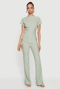 Textured Knit Pull On Slim Leg Pants