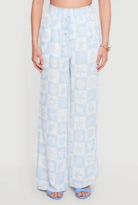 Starfish Patterned Smocked Waist Pull On Pants