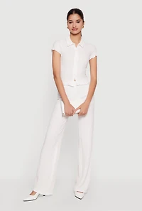 Textured Knit Button Front Shirt