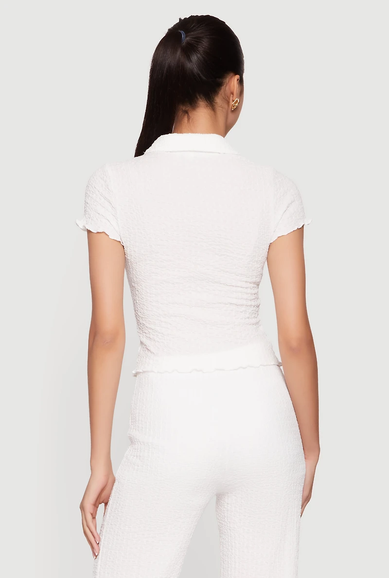 Textured Knit Button Front Shirt