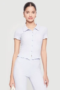 Textured Knit Button Front Shirt