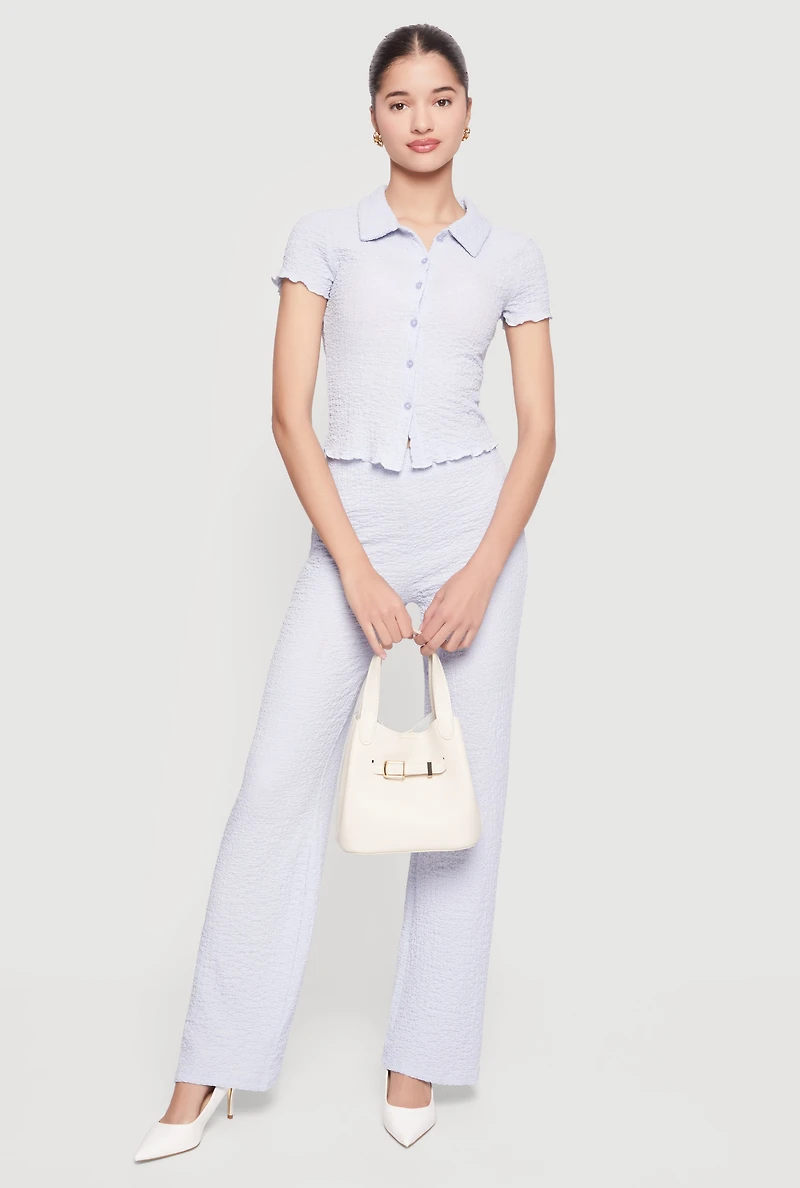 Textured Knit Button Front Shirt