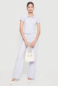 Textured Knit Button Front Shirt