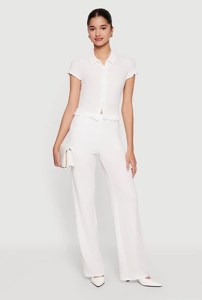 High Waisted Textured Knit Dress Pants