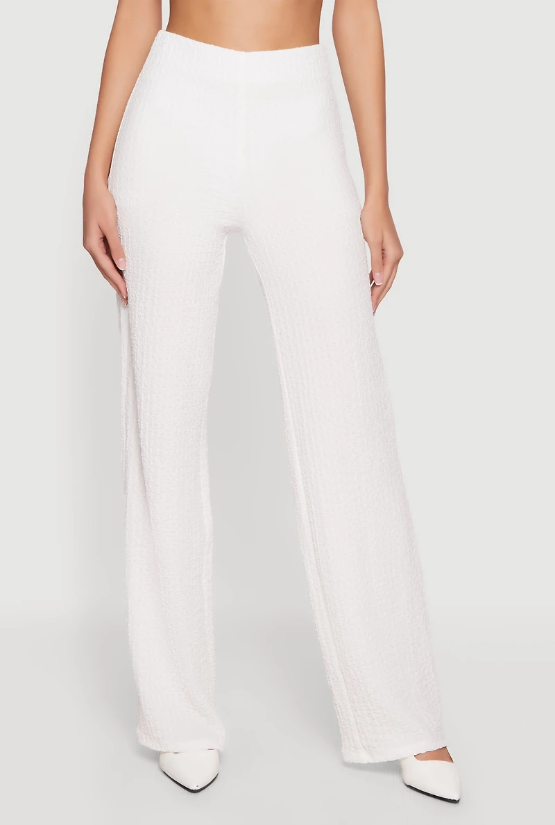 High Waisted Textured Knit Dress Pants