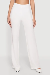 High Waisted Textured Knit Dress Pants
