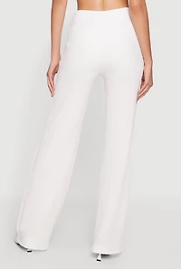 High Waisted Textured Knit Dress Pants