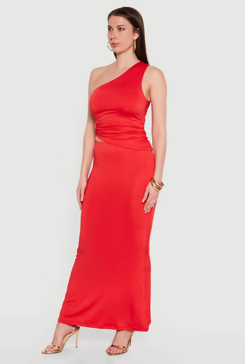 Solid High Waisted Mermaid Maxi Skirt