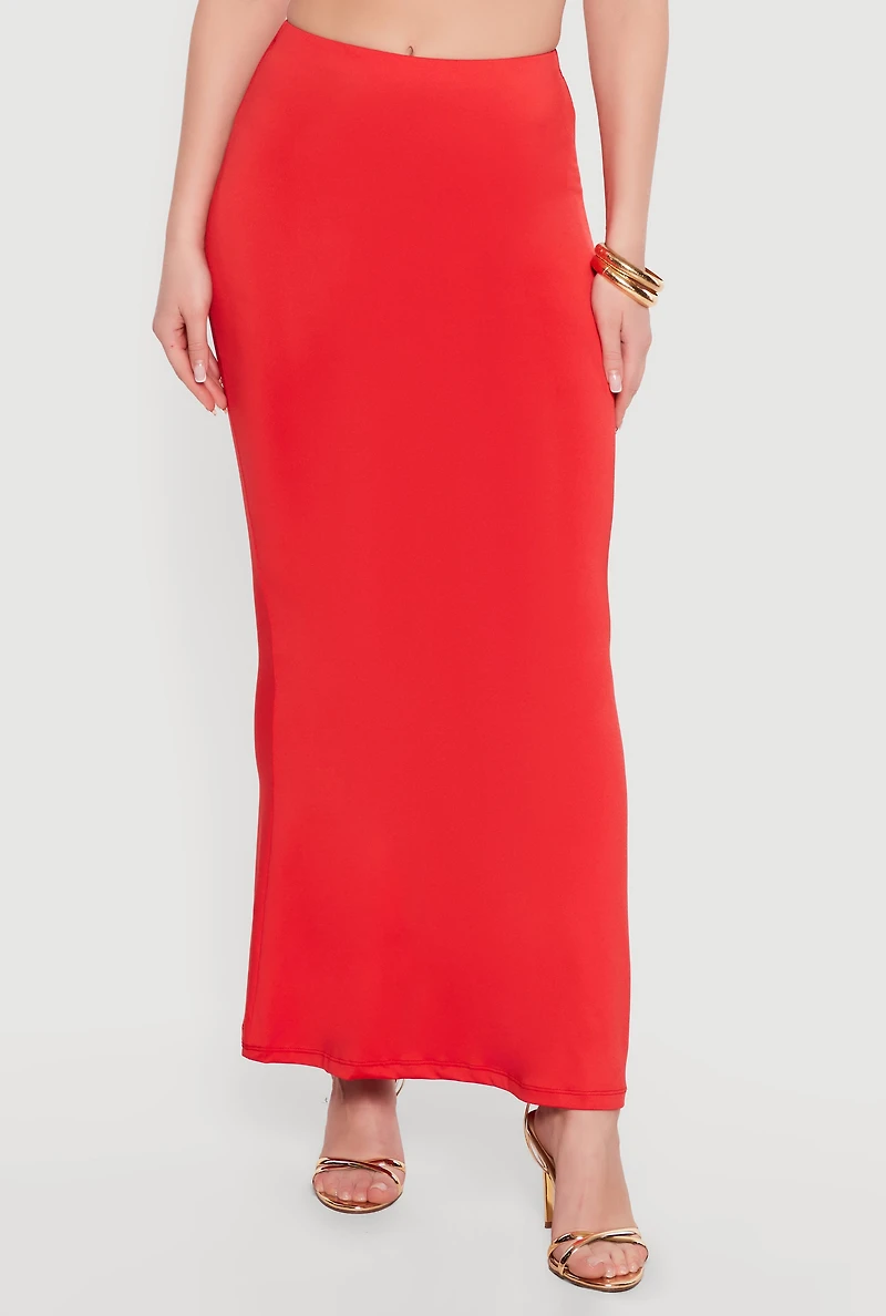 Solid High Waisted Mermaid Maxi Skirt