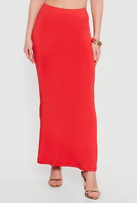 Solid High Waisted Mermaid Maxi Skirt