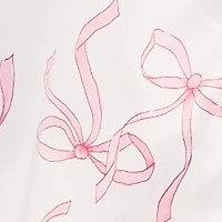 Satin Bow Print Long Sleeve Button Front Shirt