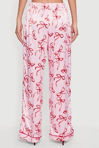 Satin Bow Print Pants