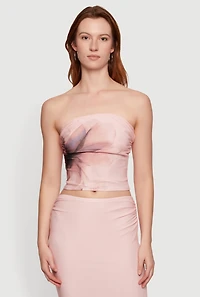 Floral Mesh Cropped Tube Top