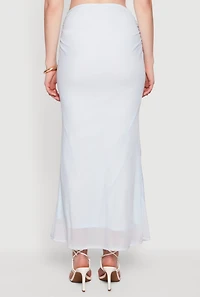 Flower Print Mesh Maxi Skirt