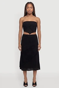 Pointelle Knit Lace Patchwork Crop Tube Top