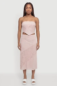 Pointelle Knit Lace Patchwork Crop Tube Top