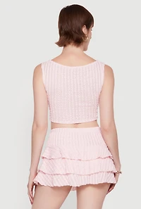 Sleeveless Textured Knit Solid Crop Top