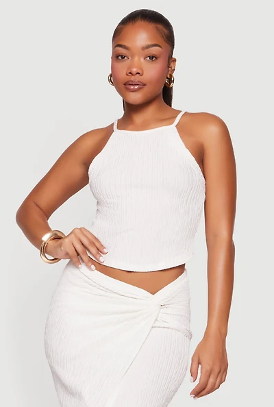 Sleeveless Halter Neck Crop Top