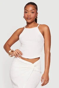 Sleeveless Halter Neck Crop Top