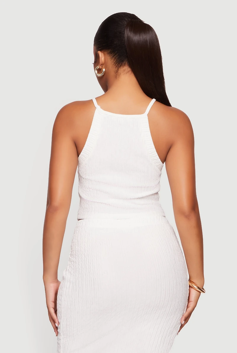 Sleeveless Halter Neck Crop Top