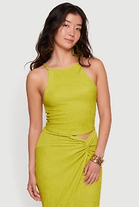 Sleeveless Halter Neck Crop Top