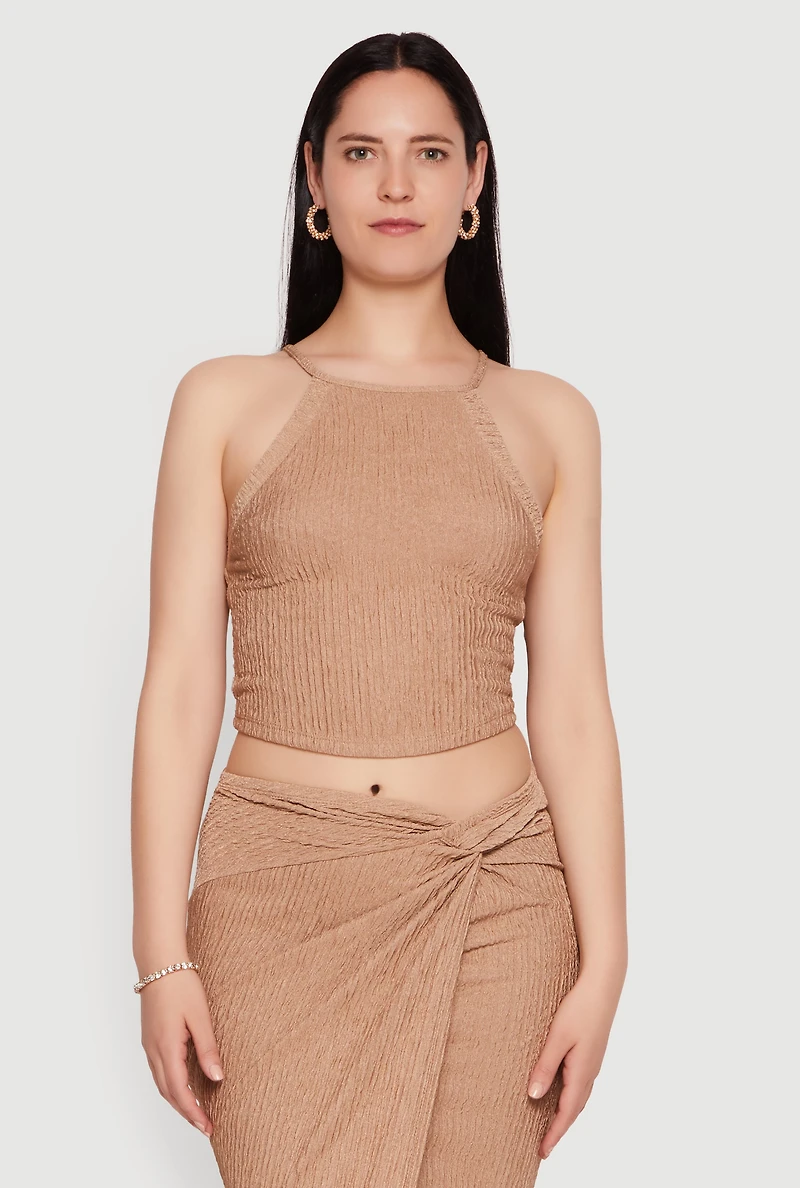 Sleeveless Halter Neck Crop Top