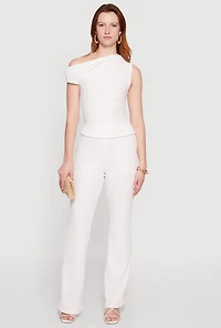 Textured Knit One Shoulder Blouse