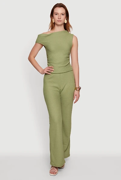 Textured Knit Straight Leg Pants