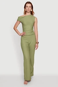 Textured Knit Straight Leg Pants