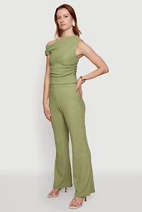 Textured Knit Straight Leg Pants