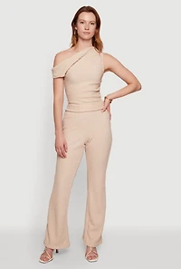 Textured Knit Straight Leg Pants