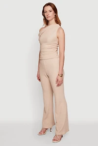 Textured Knit Straight Leg Pants