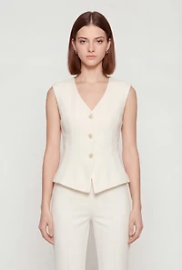 Crepe Knit Shoulder Padded Blazer Vest