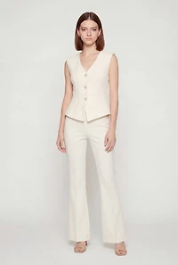 Crepe Knit Shoulder Padded Blazer Vest