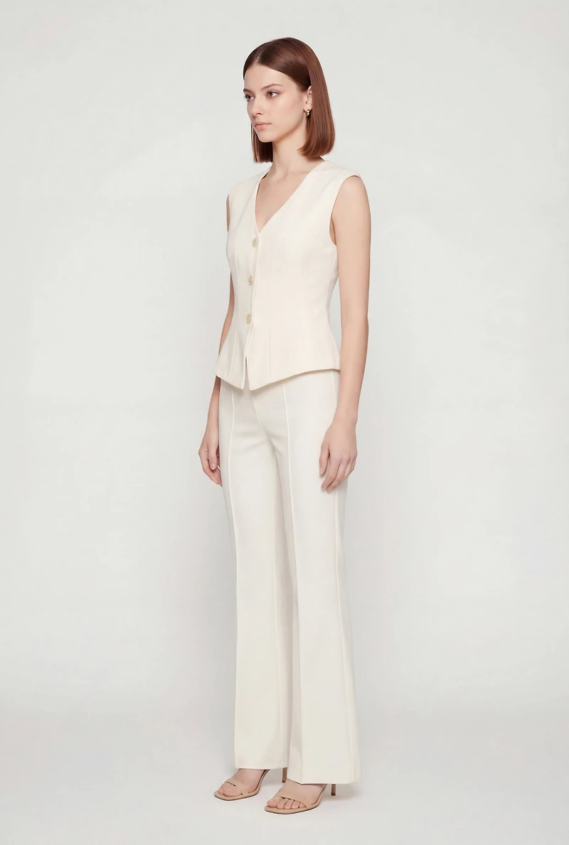 Crepe Knit Shoulder Padded Blazer Vest