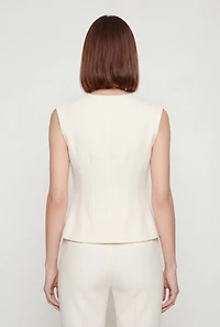 Crepe Knit Shoulder Padded Blazer Vest