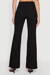 Straight Leg Crepe Knit Pintuck Detail Pants