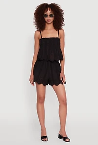 Womens Haute Monde Eyelet Scallop Trim Cropped Cami,