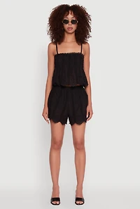 Womens Haute Monde Eyelet Scallop Trim Cropped Cami,