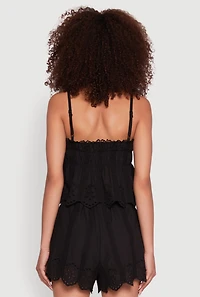 Womens Haute Monde Eyelet Scallop Trim Cropped Cami,