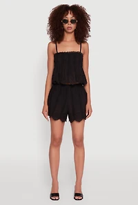 Womens Haute Monde Trendy Mid Rise Scallop Trim Shorts, Black, Size L