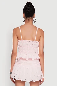 Womens Haute Monde Eyelet Tie Front Keyhole Peplum Crop Top,